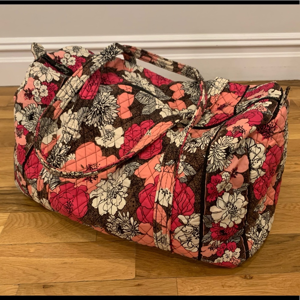 Large Vera Bradley Duffel Bag in Mocha Rouge